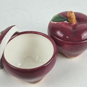 Lote de Cerámica China Esmaltada: Jarrón Calabaza, Dos Frascos Manzana y Vaso con Peces - imagen 5