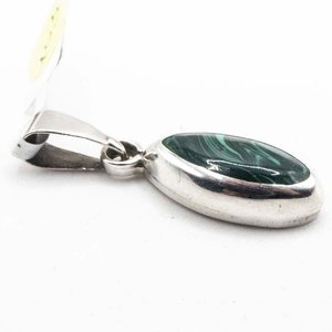 Dije Ovalado de Plata con Malaquita - imagen 2