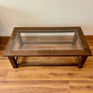 Mesa Ratona Rústica Madera Maciza y Vidrio - imagen 3