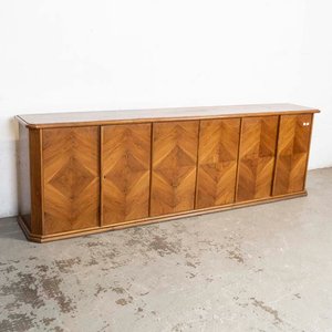 Aparador de seis puertas enchapado en raíz con interior de cajonera - imagen 1