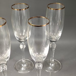 Juego de 5 Copas de Champagne con Borde Dorado en Cristal - imagen 5