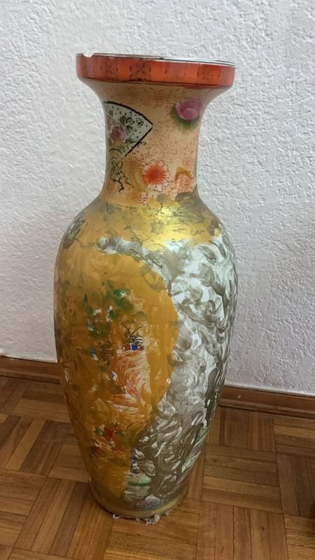 Jarrones de porcelana cantón decorados con flores y motivos de aves - imagen 4