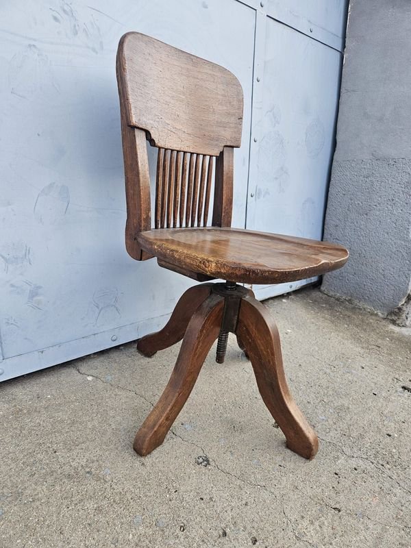 Silla giratoria antigua en madera - imagen 8