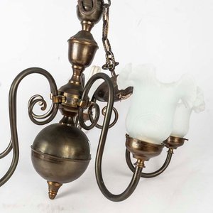 Araña Holandesa de Bronce con 5 Luces y Tulipas - imagen 2