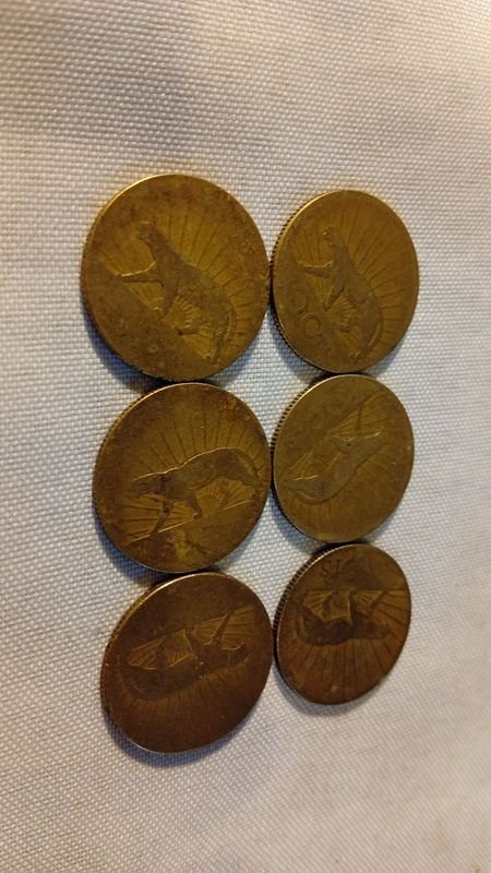 6 Monedas de Bronce de Uruguay - Año 1936