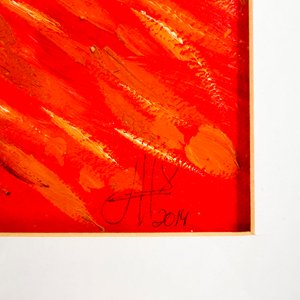 Cuadro Abstracto Rojo Vibrante con Marco Blanco - imagen 3