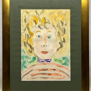 Acuarela "Niña" de Raúl Cabrera, 50 x 34 cm - imagen 2
