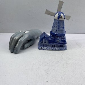 Adorno de Molino Holandés en Porcelana Azul y Blanco con Aspas Giratorias - imagen 3