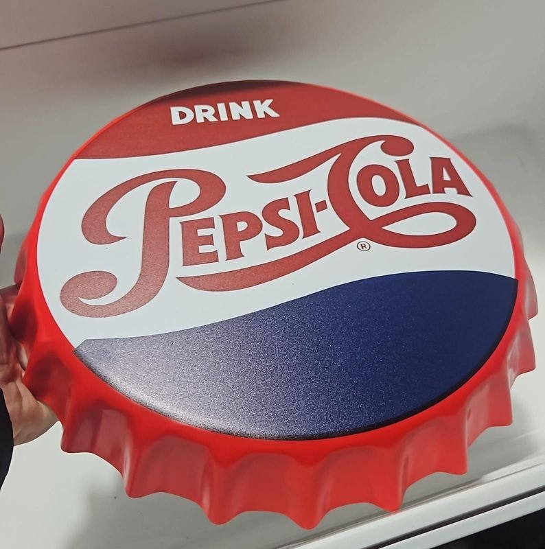 Cartel Decorativo Chapa Tapa Pepsi-Cola Vintage