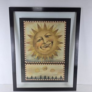 Lámina Artística Enmarcada "Sol Sonriente" Firmada con Vidrio Antirreflejo - imagen 2