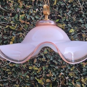 Lámpara de Techo Vintage Estilo Capelina en Vidrio Opal y Rosado - imagen 7