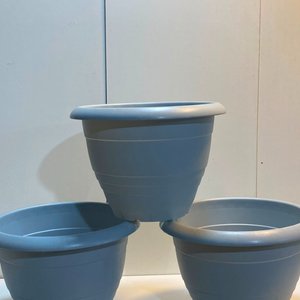 3 Macetas Grandes de Plástico Gris 43cm - imagen 3