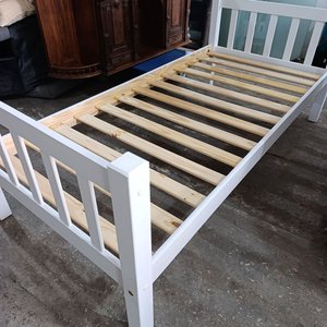 Cama Una Plaza Madera Maciza Laqueada Blanca - imagen 3