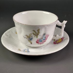 Dúo Taza y Platillo Limoges Francia Porcelana Diseño Floral - imagen 2