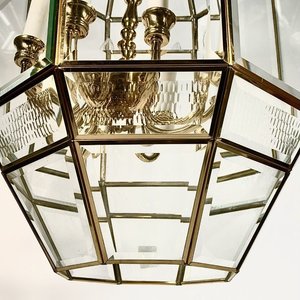 Colgante Octogonal de Bronce y Vidrios Biselados con 8 Luces - imagen 3