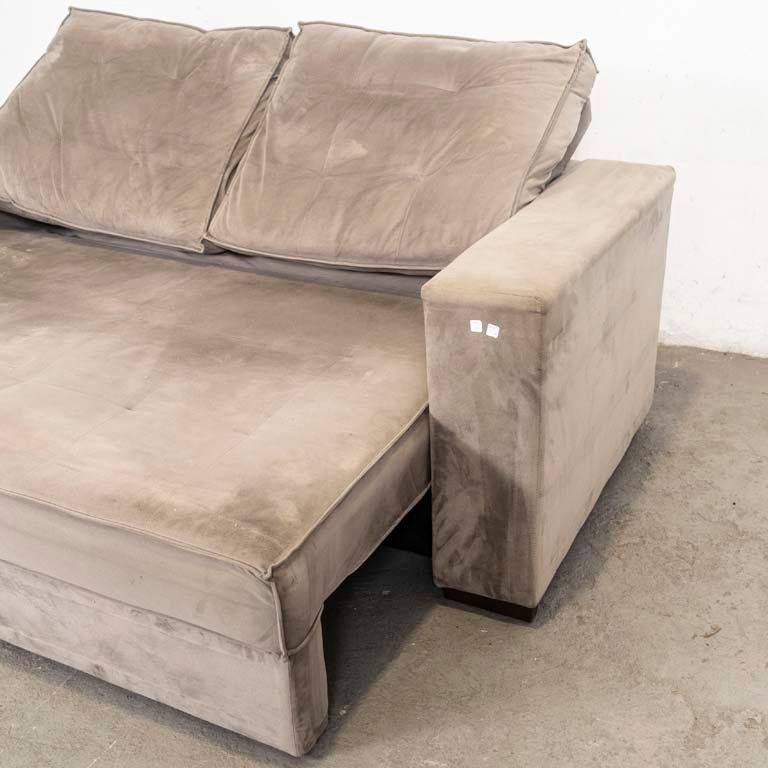 Sofá de dos cuerpos extensible, con respaldo reclinable y tapizado en tela gris - imagen 3