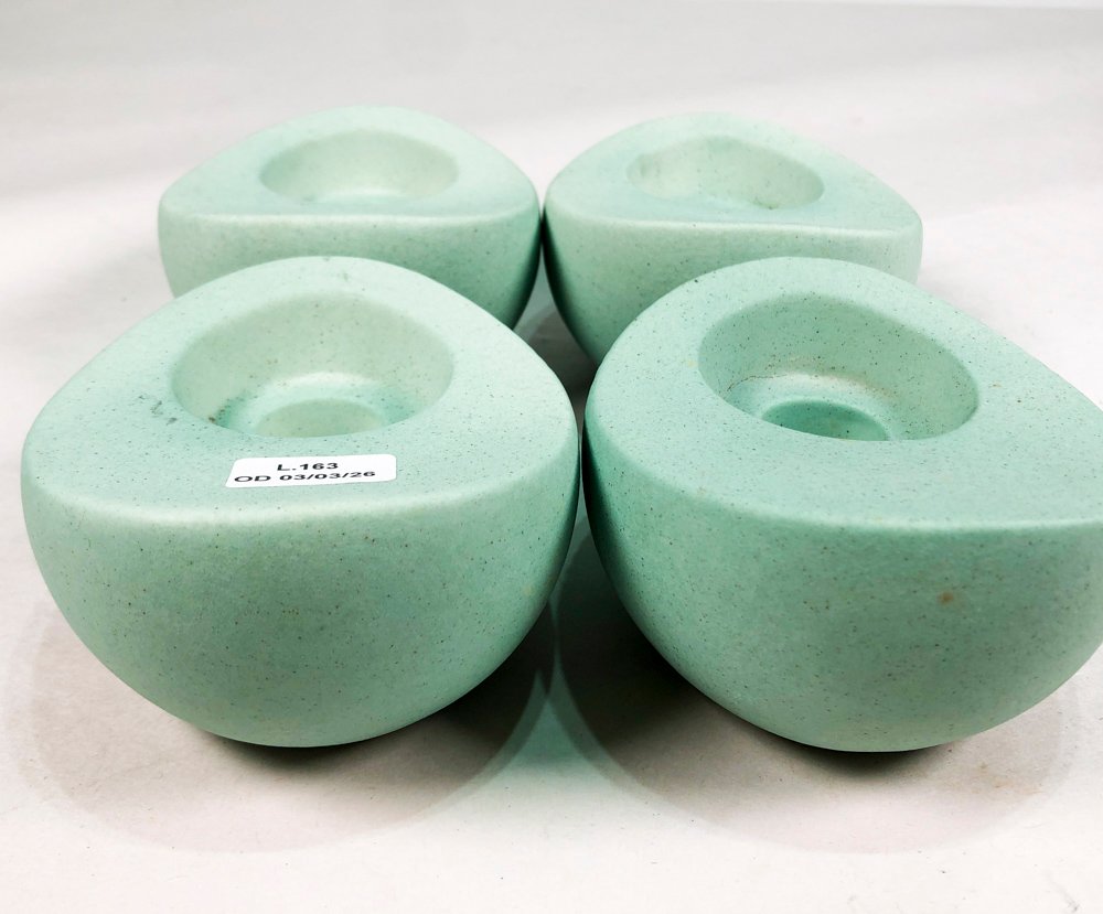 Cuatro candeleros en ceramica celeste de excelente calidad - imagen 3