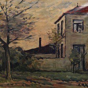 Óleo "Casona" de Alceu Ribeiro sobre Tela - 50 x 60 cm - imagen 1