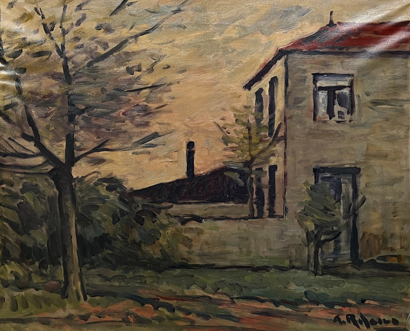 Óleo "Casona" de Alceu Ribeiro sobre Tela - 50 x 60 cm