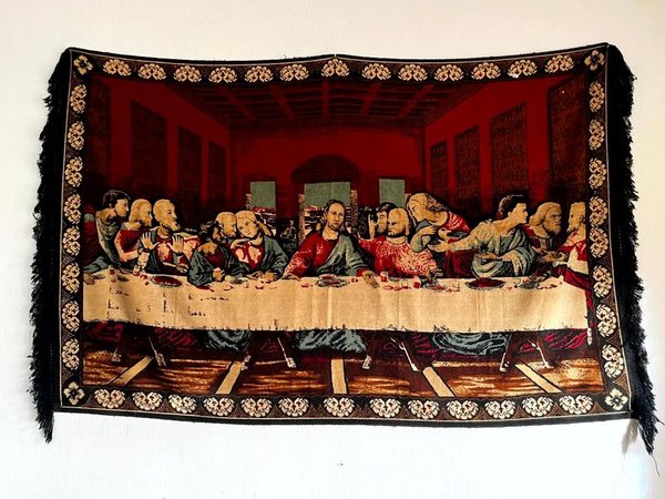 Tapestry con Flecos Negros que Representa la Última Cena - imagen 1