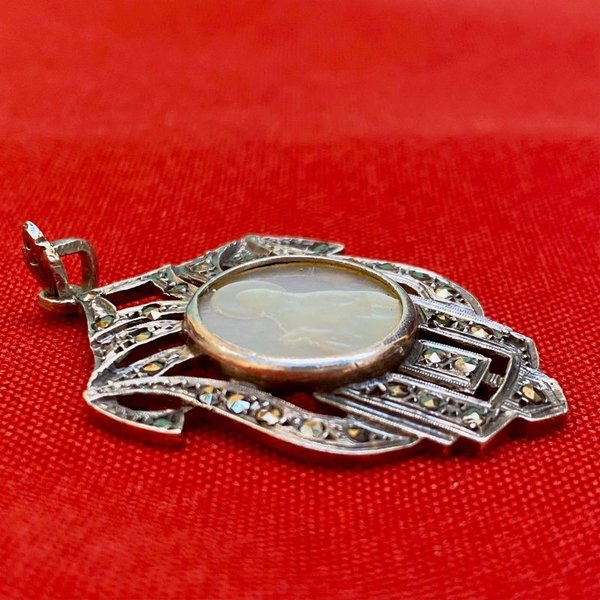 Colgante Hermoso dije de plata con marquesitas y nácar - imagen 4