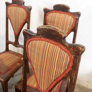 Seis Sillas Art Nouveau Tapizadas a Rayas - imagen 3