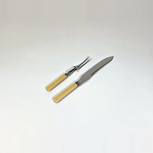 Juego de Cubiertos para Servir con Tenedor Trinchante y Cuchillo, Mangos Blancos - imagen 2