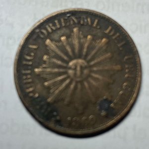 Moneda de 1 Centésimo de 1869 de la República Oriental del Uruguay - imagen 4