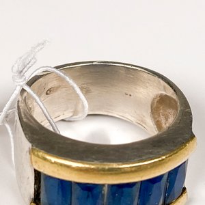 Anillo de Plata y Oro con Cristales Azules Talla 18 mm - imagen 4