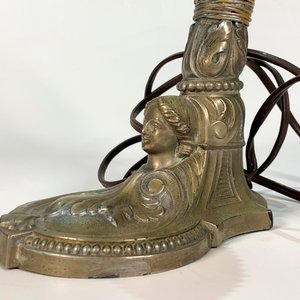 Lámpara de Metal Plateado con Rostro de Dama - Brazo Reparado - imagen 2