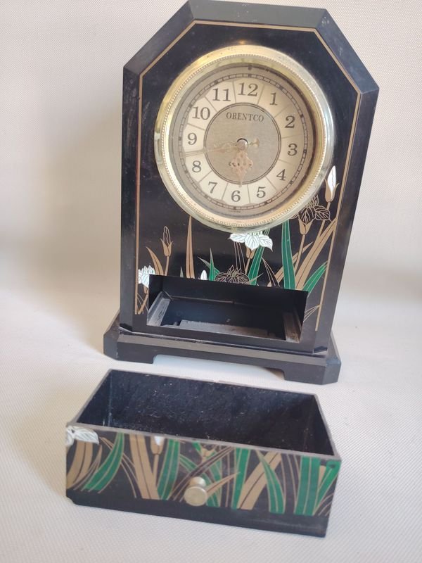 Reloj de mesa/pared a pila antiguo con diseño de hierba y tierra - imagen 2