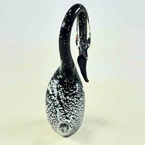 Figura Cisne Cristal Murano Negro con Detalles Plateados 15.5 cm - imagen 3