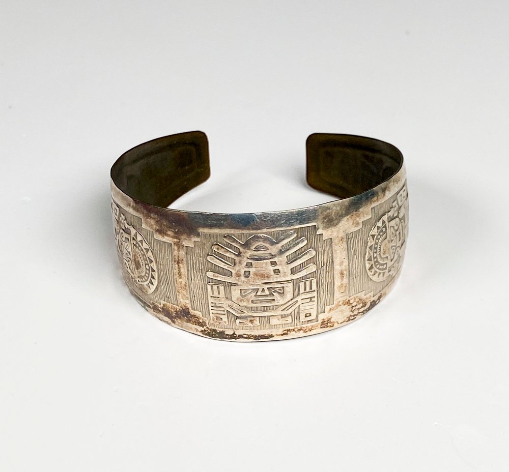 Pulsera filigrana de plata y brazalete peruano - imagen 2