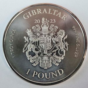 Moneda de Plata 1 Onza Gibraltar 1 Pound 2023 "Justicia" - imagen 2