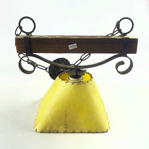 Colgante de Hierro y Madera con Pantalla Amarilla - imagen 1