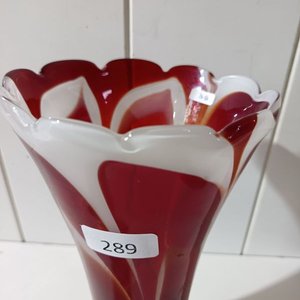 Florero de Vidrio Estilo Murano Rojo y Blanco - imagen 3