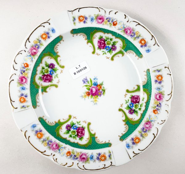 Cenicero en porcelana china blanco floral de 20 cm - imagen 1