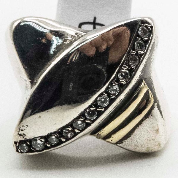 Anillo de Plata con Circones y Detalles Dorados - imagen 1