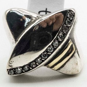 Anillo de Plata con Circones y Detalles Dorados - imagen 1