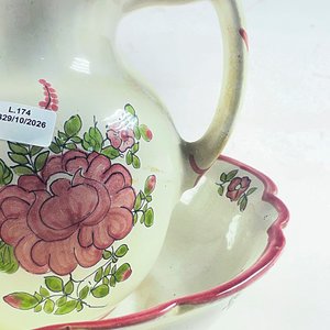 Jarra y Centro de Cerámica con Diseño Floral - 17 cm y 24 cm - imagen 3