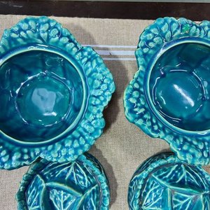 Par de Recipientes de Loza Esmaltada con Forma de Repollo - imagen 4