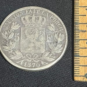 Moneda de Plata Belga 5 Francos de 1870 - imagen 2