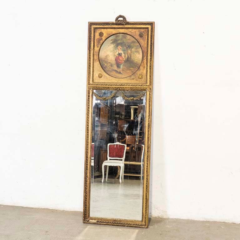 Lote siguiente: Espejo Luis XVI en venta: biselado y dorado con pintura al oleo