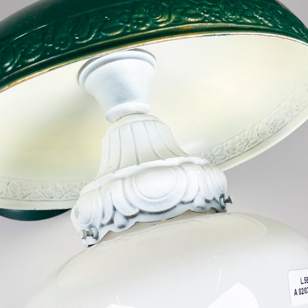 Colgante de chapa verde con pantalla vidrio opalinado - imagen 3