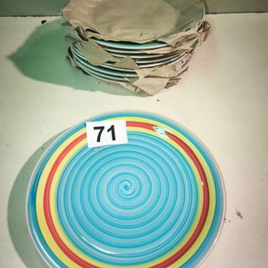 Lote de 10 Platos Llanos de Cerámica con Diseño Espiral Multicolor - imagen 3