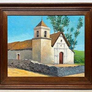 Oleo "Iglesia" de Carlos Menck Freire, 40 x 50 cm - imagen 2