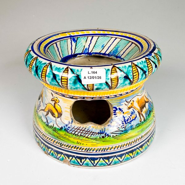 Lote siguiente: Vaso de cerámica tipo Talavera decorado