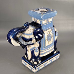 Figura de Elefante en Cerámica Esmaltada Azul y Lila - imagen 3