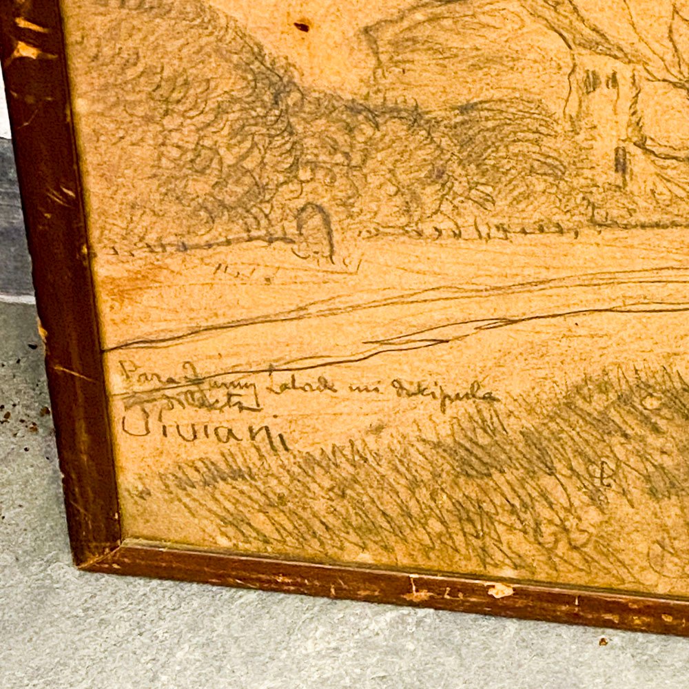 Cuadro de paisaje firmado y pintado a lápiz - imagen 4