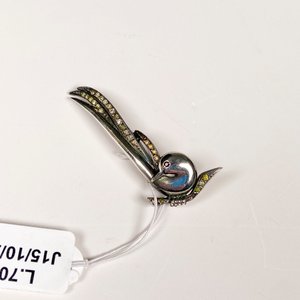Prendedor Ave Estilo Francés en Plata con Marquesitas - imagen 2